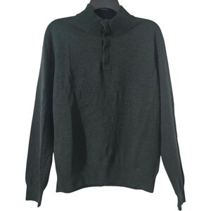 Jos A Bank Executive Collection Sweater Size Medium Green Lamb's Wool Henley